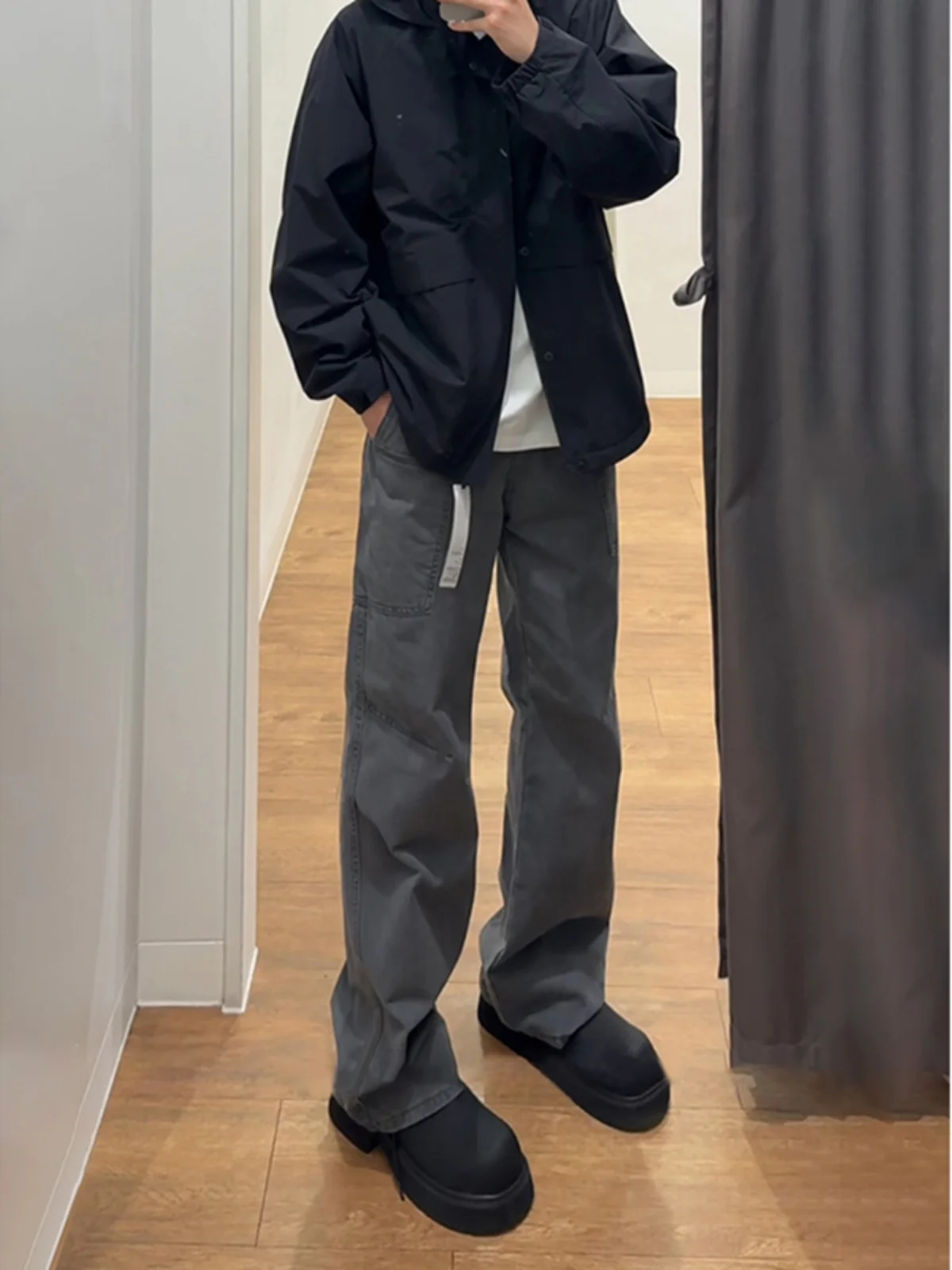

Waed Wooutter Sle Men's Straight Leg Casual Pants Trendy Cool American Casual Knife Cotton Autumn Long Trousers