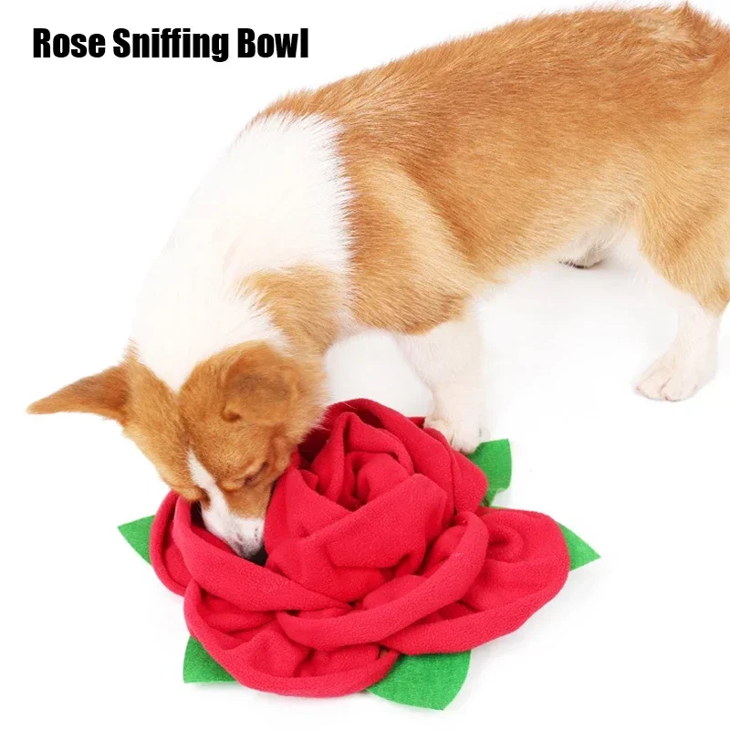 

Rose Flower Pet Dog Snuffle Mat Nose Smell Training Pad Dog Puzzle Toy Slow Feeding Bowl Food Dispenser Washable Dog Toys