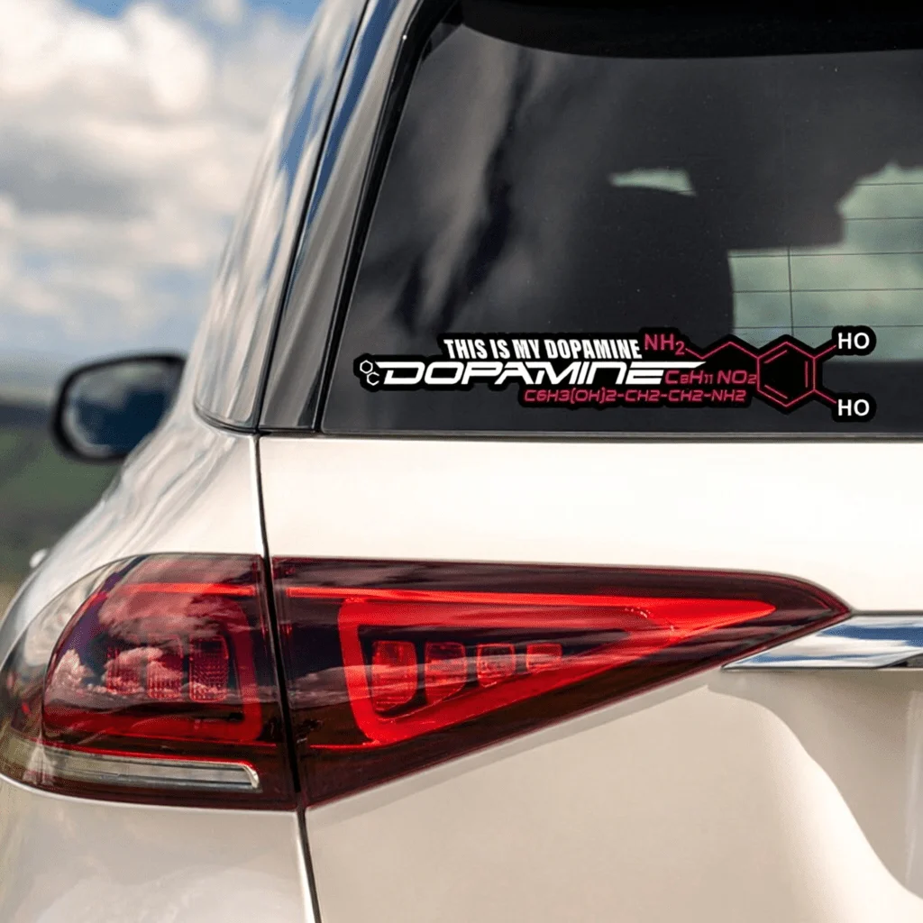 JDM Racing Dopamine Text Matte Vinyl Stickers 2Pcs, Waterproof Removable Decal for Car, Motorcycle Fairing & Scooter Fender