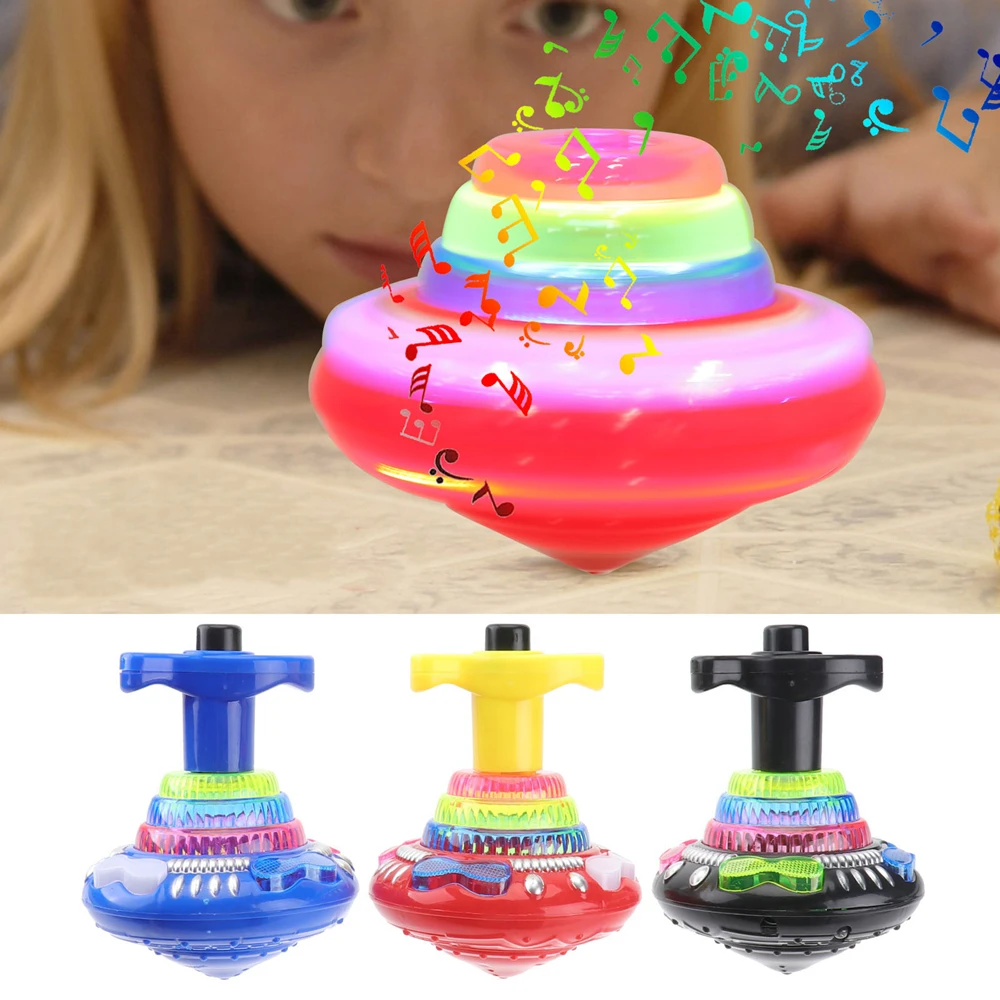 1 Pc Light Up Flashing Music Spinning Tops Luminous Rotating Gyroscope Kids Gifts Birthday Party Favors Goodie Bag Fillers