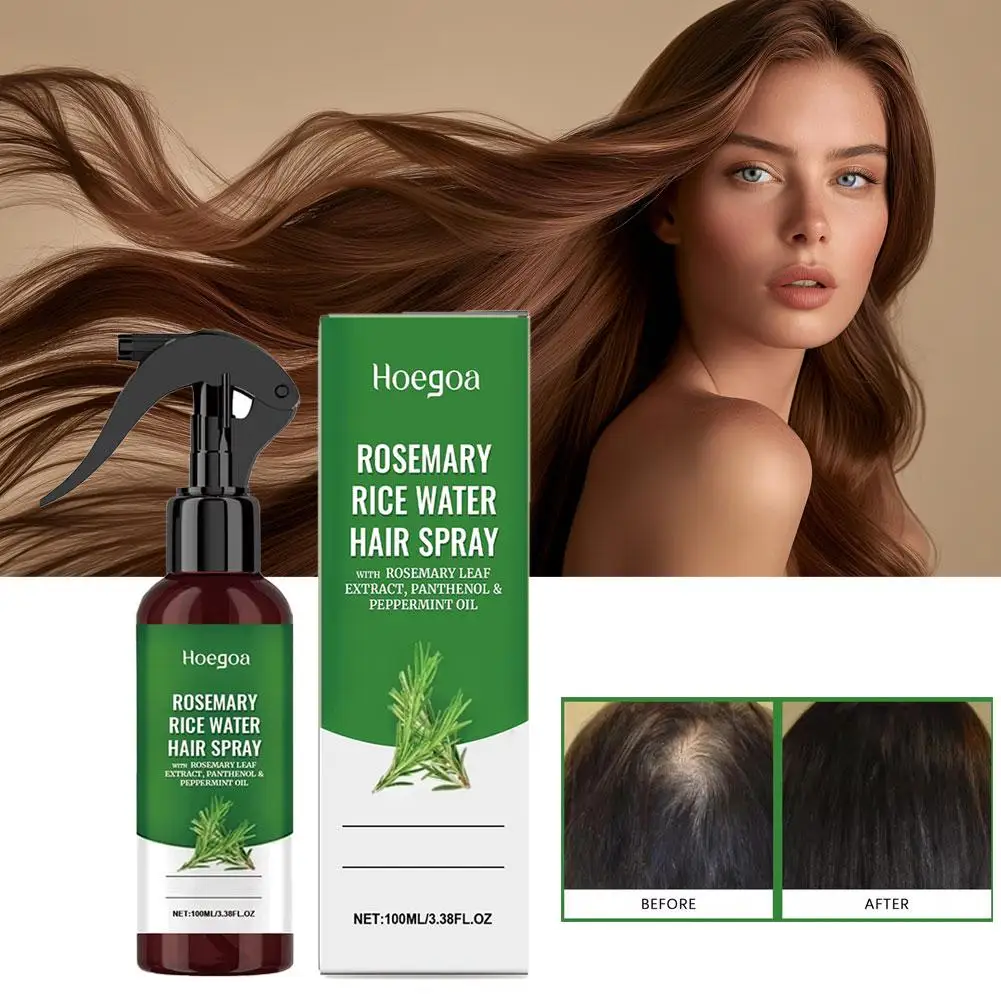 Rosemary Rice Water Hair Growth Spray with Peppermint Biotin Advanced Scalp Treatment for Thinning Hair Regrowth for Men & Women