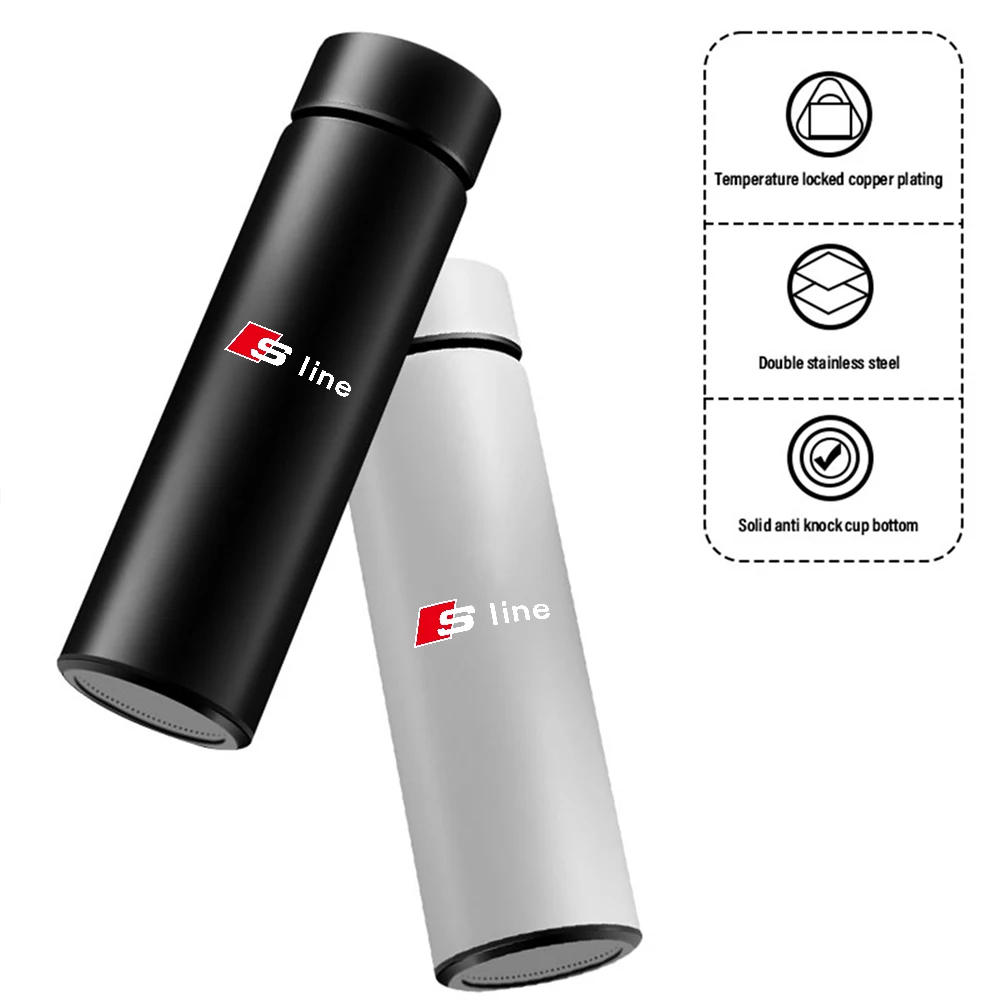 Thermos Bottle Smart Cup With Temperature Display 304 Stainless Steel Vacuum Insulated Intelligent Cup For Audi S Line A1 Q5 8P