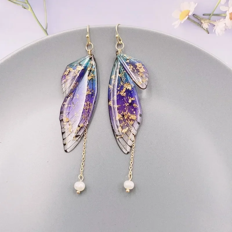 Minar Rainbow Gradient Resin Butterfly Dangle Earrings