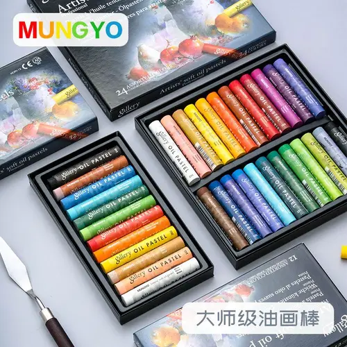 Imagen 2 del producto Mungyo, 12/24/48 colores, crayón profesional de aceite suave Pastel seco, crayones de colores pesados de alta calidad para dibujar, papelería, suministros de arte, cera