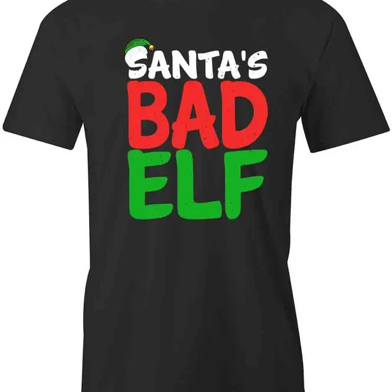 

Футболка SANTA'S BAD ELF d Хлопковая одежда РОЖДЕСТВЕННЫЙ S1BCA210