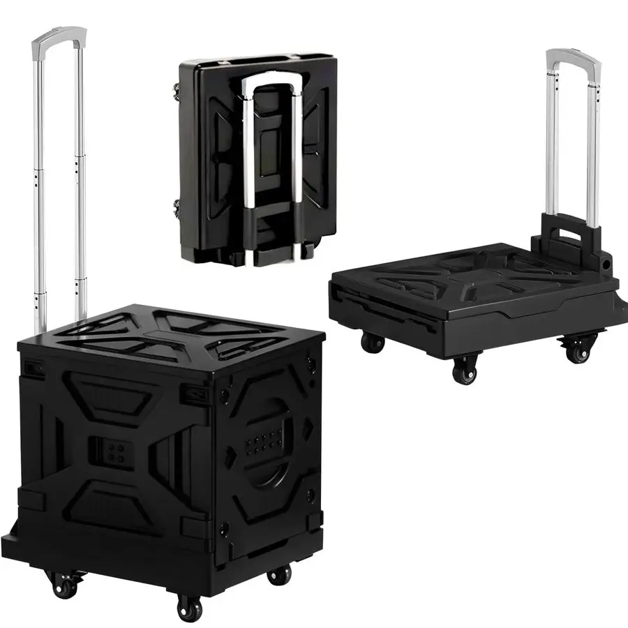 

Foldable Utility Cart with Wheels Heavy Duty Collapsible Rolling Cart for Shopping, Travel, Office amp Home Portable Luggage Car