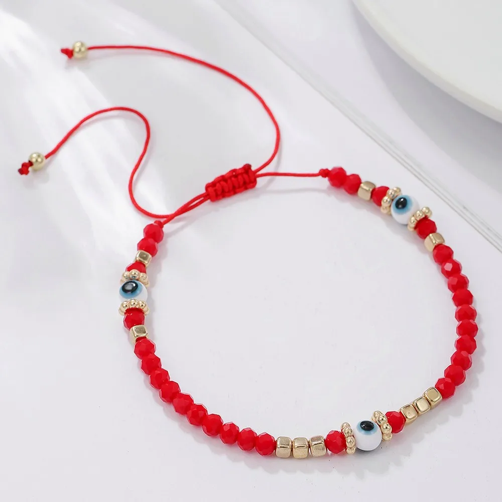 Liuli Eye Bracelet Unisex Fashion Red Rope Couple Friendship Bracelet Gold Bead Handmade Jewelry Gift for Women Men