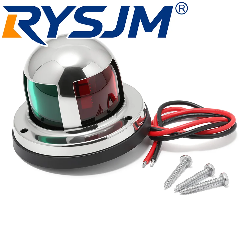 Warning Signal Light for Marine Yacht 12V Waterproof Stainless Steel Green+Red LED Boat Navigation Lights Sailing Lamp Screws