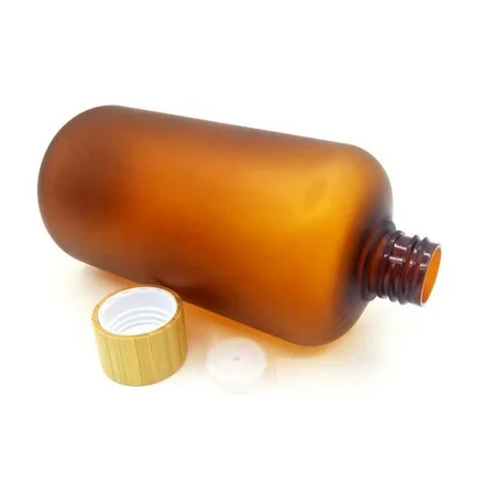 

10pcs 4oz 8oz 16oz 120ml 250ml 500ml Lotion Bottle Frosted Amber Plastic Pet Bottle With Bamboo Screw Cap