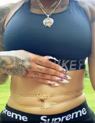 Custom Nameplate Single Layer Belly Chains Personalized 3D Belly Chains For Women Customized Name Stainless Steel Body Jewelry