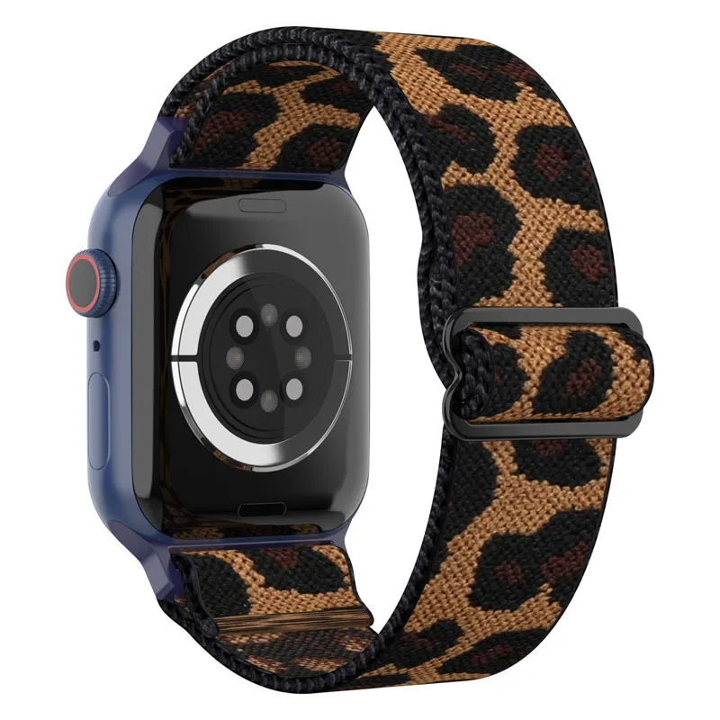 Nylon Strap For Apple Watch Band 44mm 40 49 45 46 42 41 38mm Noble Cheetah Print Watchband For Iwatch 12 11 10 9 8 7 6 SE Ultra
