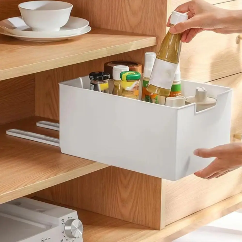 

Durable Pull Out Cabinet Drawer Organizer Space Saving Slide Out Storage Shelves Plastic Storage Rack