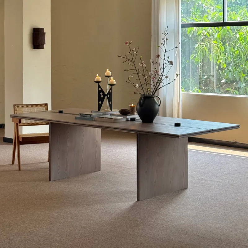 

Medieval style, white wood solid wood large board table, conference table workbench