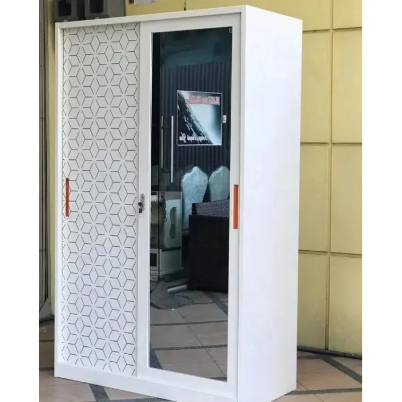 custom.Pattern Printing Sliding 2 Steel Storage Wardrobe Lemari Pakaian Besi Importa  Metal Wardrobe