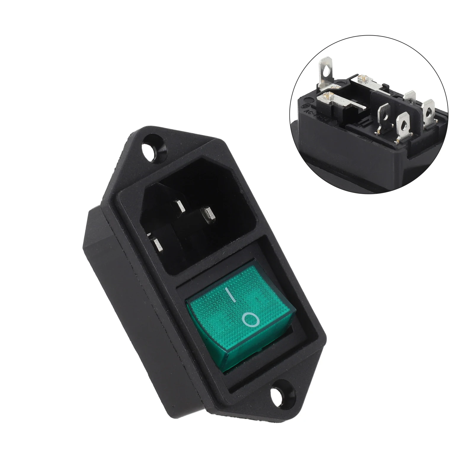 Easy To Locate 10A 250V Socket 3P 50HZ Socket 3-pin Socket 31x24 Mm Frame Dimension 50HZ Frequency Green Black Color