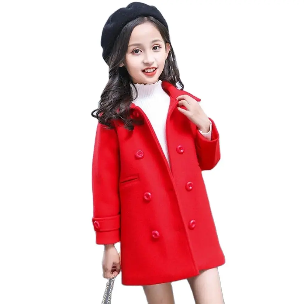 

Woolen Winter Jacket For Girl New 2023 Korean Version Fashion Thicken Coat Keep Warm Double Breasted Slim Childrens Clothing