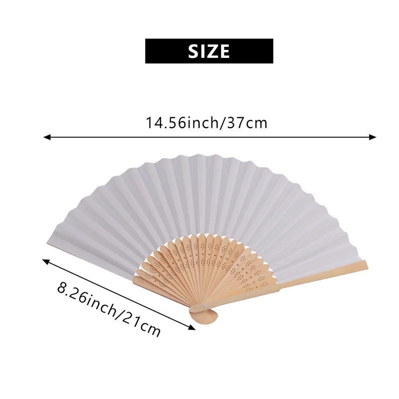 Promotion!250 Pcs/Lot White Folding Elegant Paper Hand Fan Wedding Party Favors 21Cm(White)