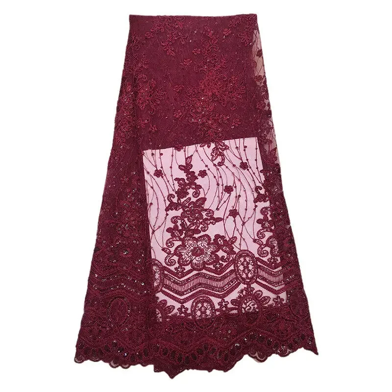 90x130cm Sequin Flower Embroidered Fabric DIY Handmade Dress Sewing Material Beaded Lace Fabric Wedding Dress Decoration