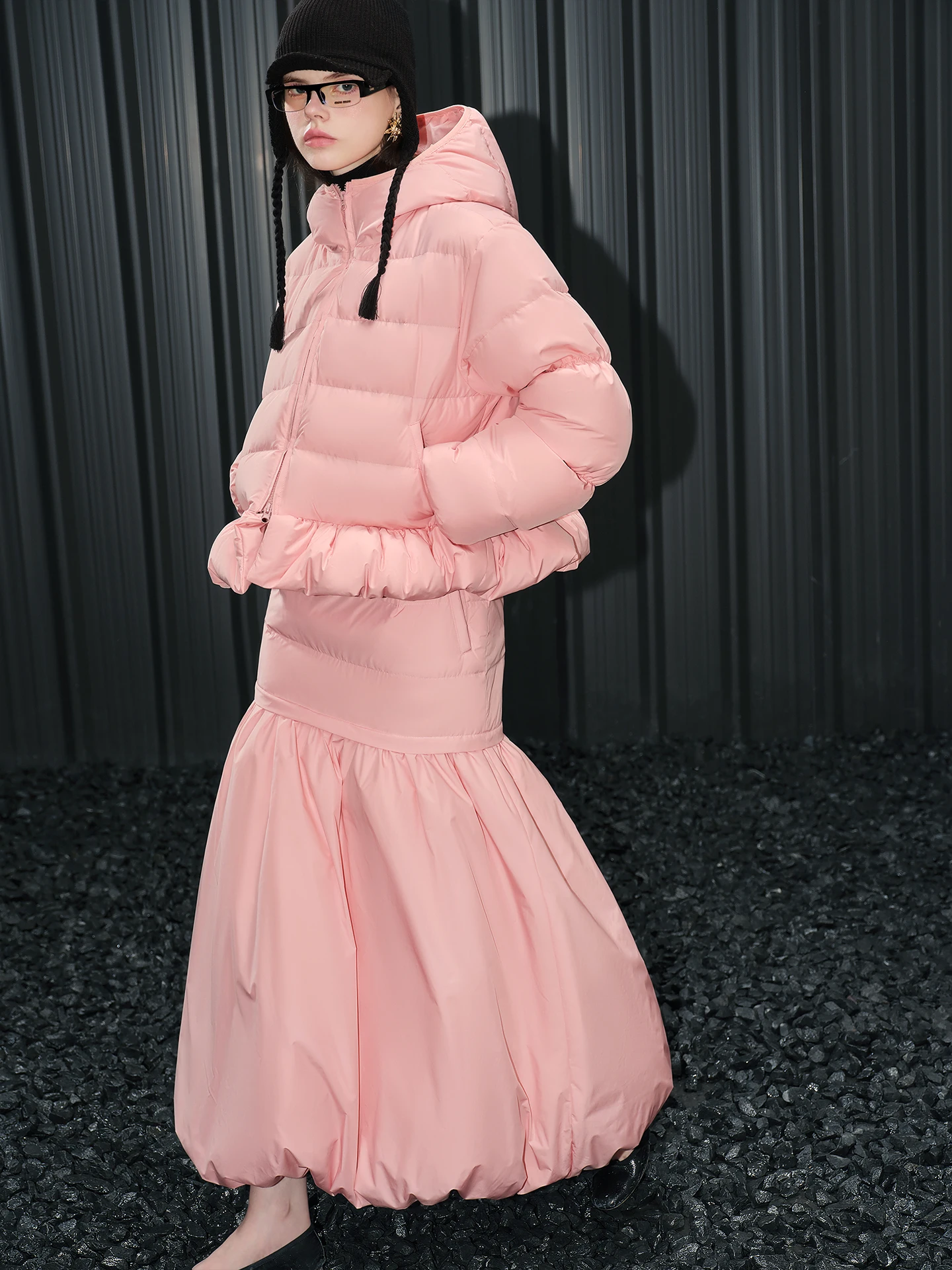 

Pink Hooded Short down Jacket Women's 2025 Autumn Winter New Versatile Design Street Style Loose Fit Warm Bunting Coat