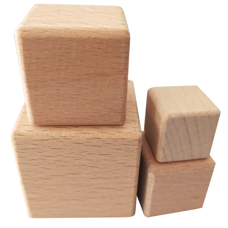 

100Pcs Wood Square, Square Blocks Unfinished Cubic Wooden For Math Counting Craft Childlike Game