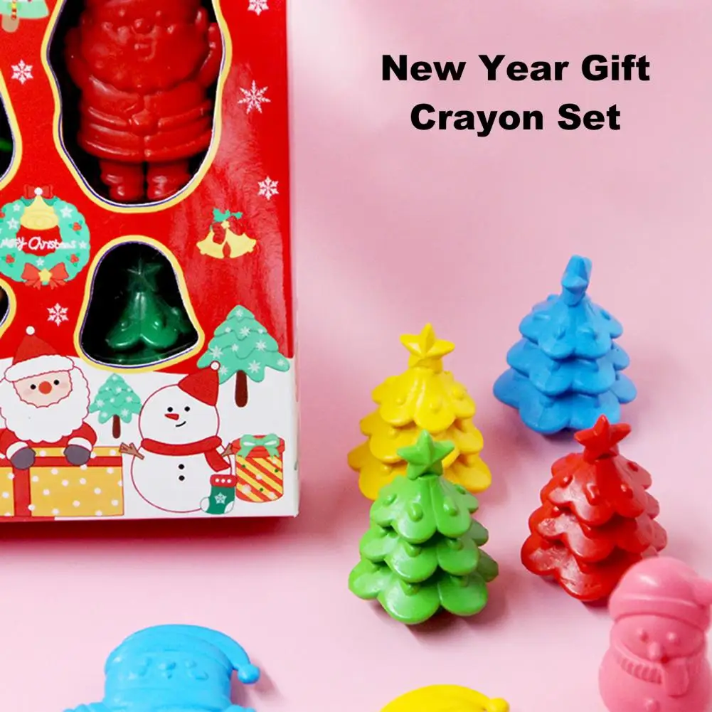 

Multi-color Crayon Pack Melted Crayon Art Set Christmas Crayon Set with Painting Book Snowman Santa Christmas Tree for Kids