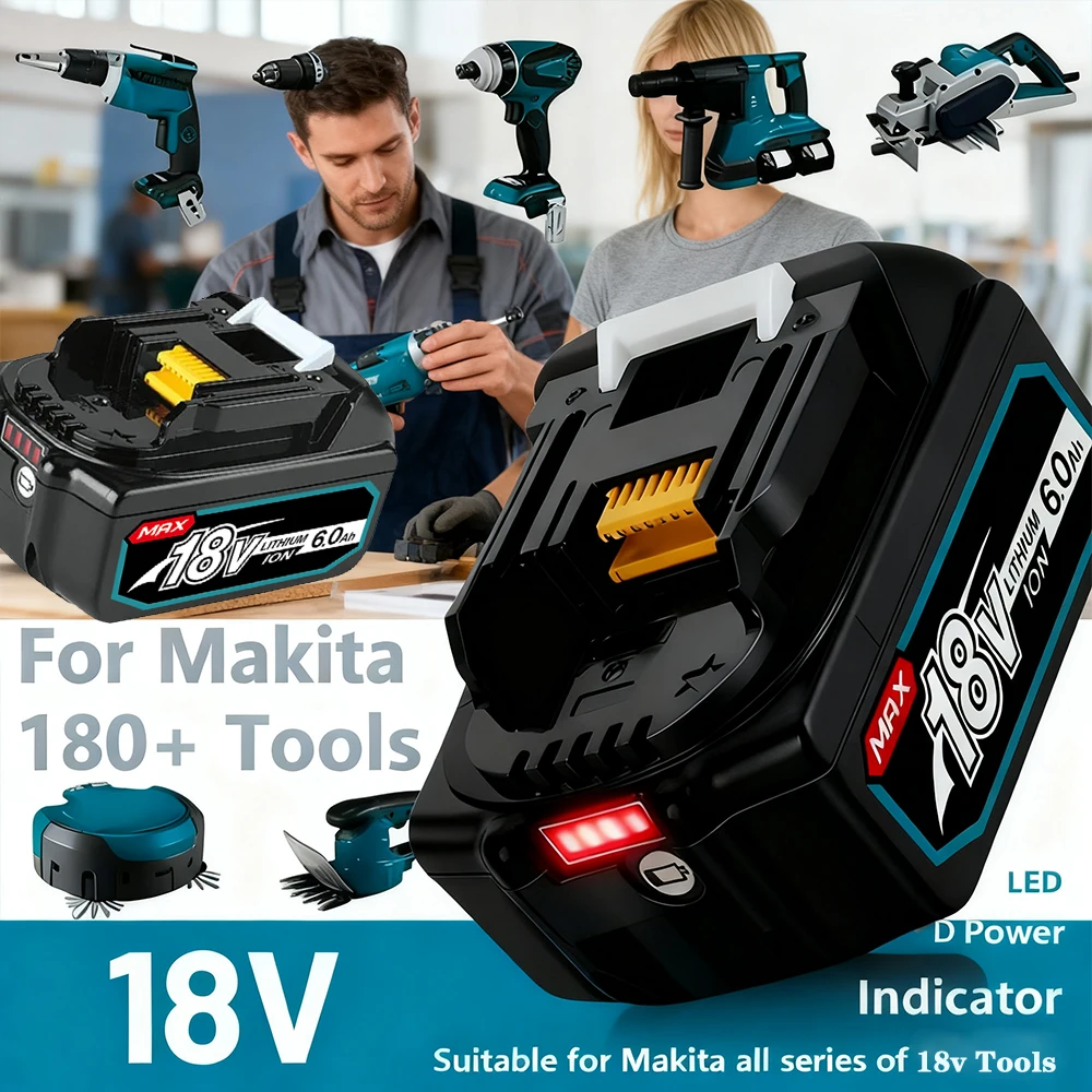 Safe&Stable 6A 18V Replacement Battery for Makita BL1840 BL1830B BL1850B BL1850 BL1860-Premium Fit for Makita 18V Cordless Tools
