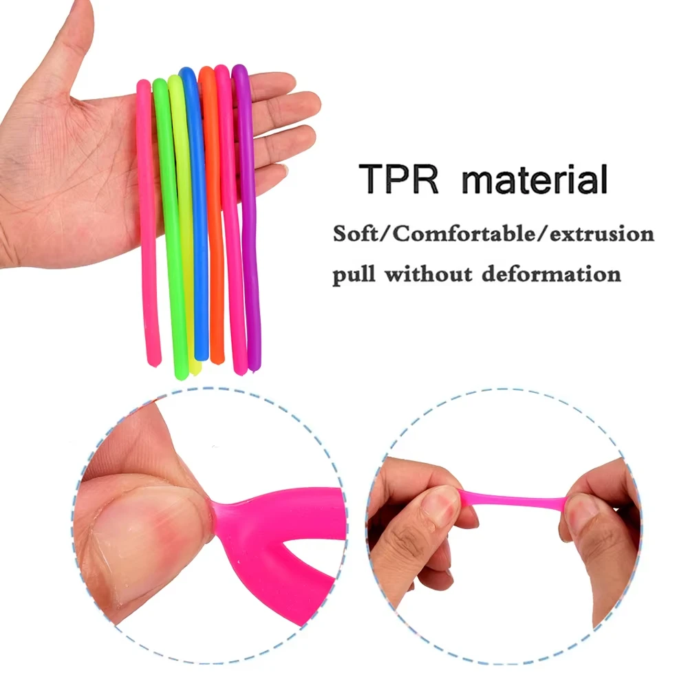 

20 шт., упаковка с лапшой, эластичные струны, игрушки-непоседа, бесшумные игрушки для снятия стресса, тревоги для взрослых, аутистические игрушки для детей и взрослых