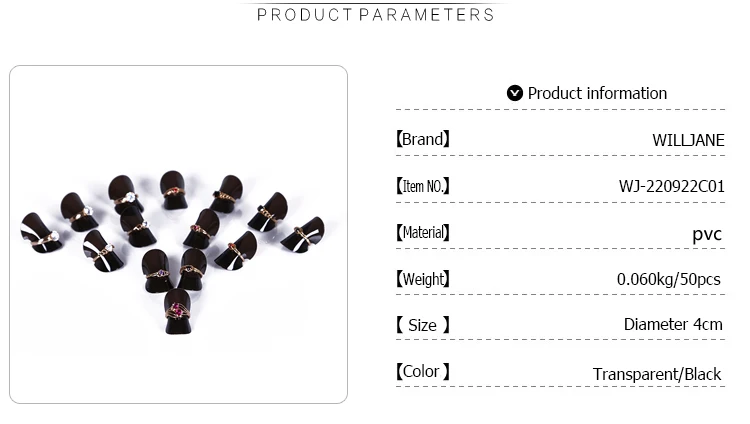 Transparent Jewelry Ring Display Stand Organizer Bague Round Holder Sheet Store Rings Presentation Showcase Wholesale 50pcs/lot