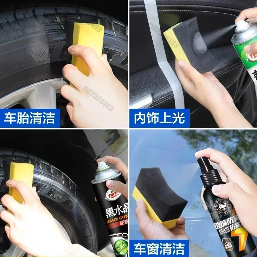 2-10Pc Car Tire Wax Polishing Sponge Brush Paint Surface and Interior Corner Cleaning Sponge Waxing and Polishing Care Sponge