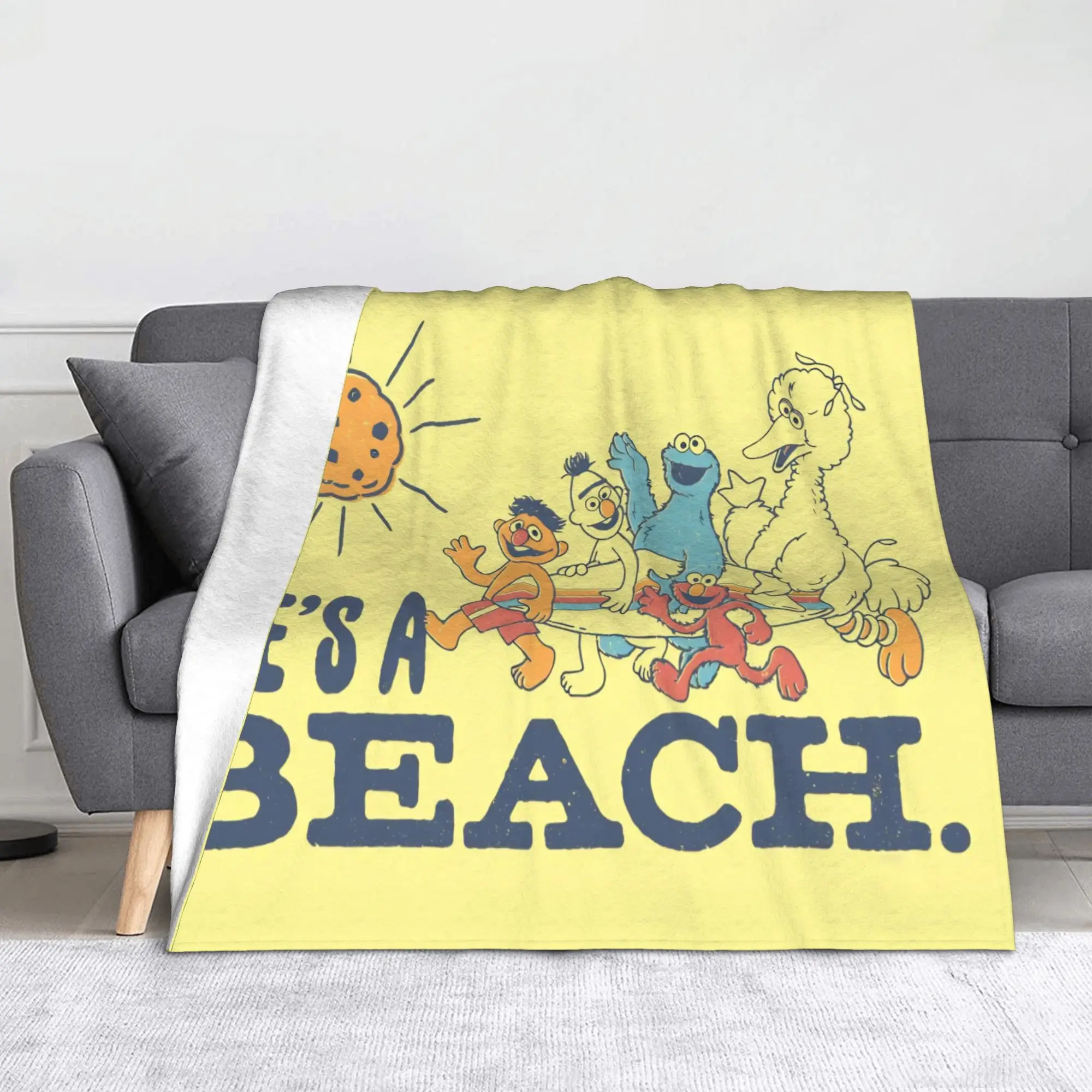 

Sesame Street Cartoon Blanket Anime Cute Flannel Awesome Soft Throw Blanket for Home Restaurant Summer