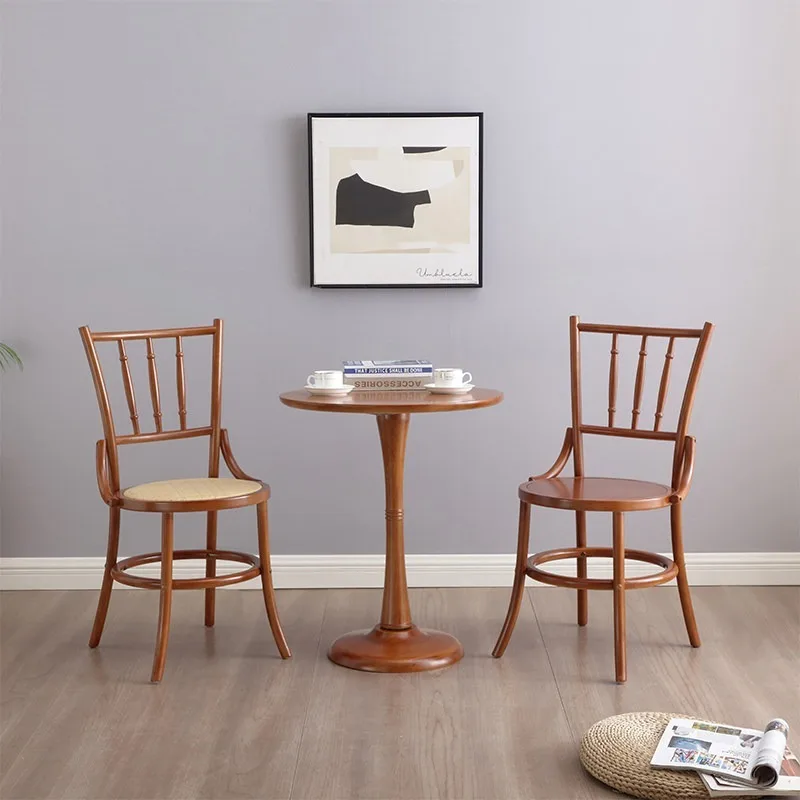 

Vintage Rattan Dining Chair, Retro Bamboo Joint Stool, Mid-Century Wicker Backrest Seat for Leisure Home Kitchen Rustic Decor