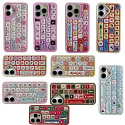Cute Creative Cartoon Keyboard Kuromi Hello Kitty Case For iPhone 13 12 14 15 16Pro Max Christmas Gift Santa Claus clavier Cover