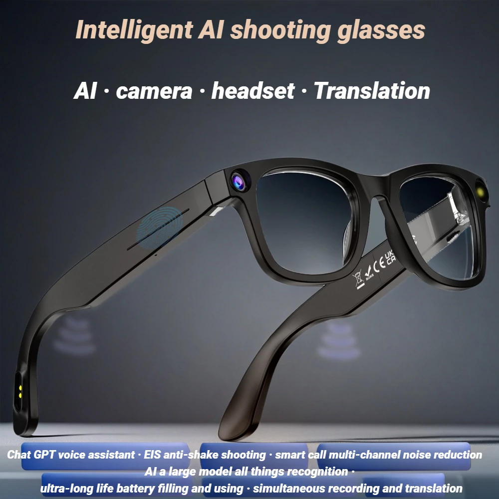 

Новые умные очки 800 Вт пикселей с камерой Ai, фотография высокой четкости, видеозапись, перевод голосовых звонков, уличные очки