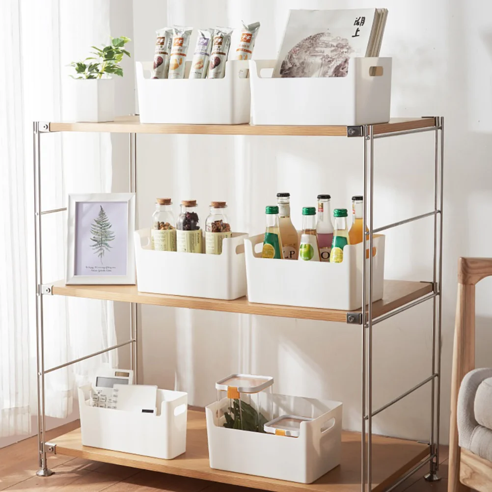 

1Pcs Multi-Function Storage Box Desktop Organizer for Cloths Snacks Sundries White Beautiful Home Office Use