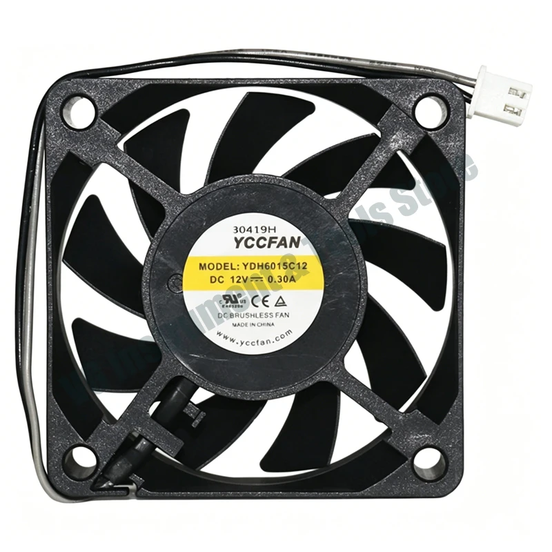 60mm 6015 DC Cooling Fan, Model YCCFAN YDH6015C12, 12V 0.30A, 2-Pin Wire Connector for Graphics Card Cooling