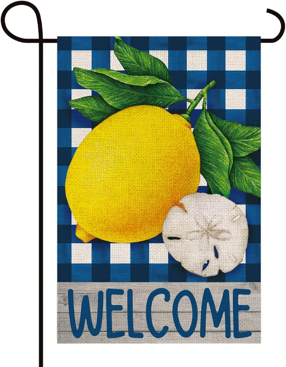 Texupday Welcome Summer Lemon Blue Buffalo Check Floral Decoration Double Sided Burlap Garden Flag Rustic Farmhouse Beach Pa jjp