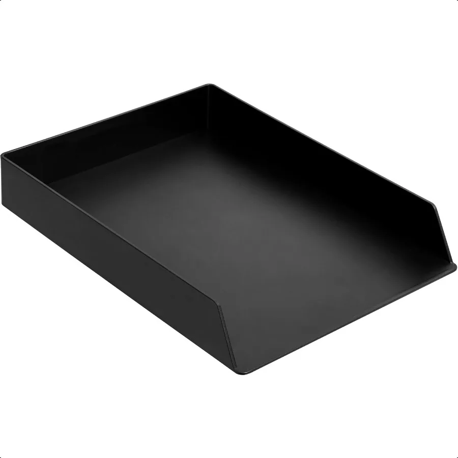 ถาดวางโต๊ะพลาสติกทรงสี่เหลี่ยม ขนาดตัวอักษร ถาด 2แพ็ค 9.7 x 2.2 x 13 นิ้ว สีดํา