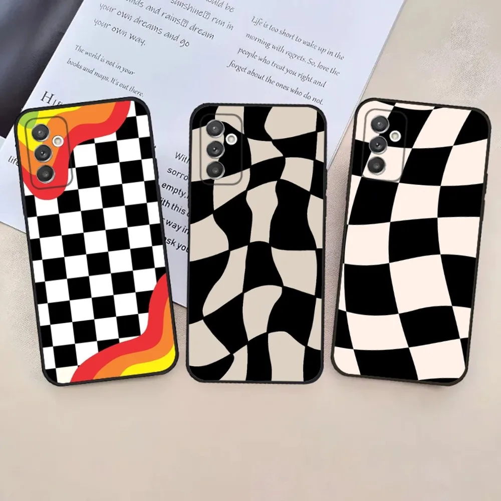 

Checkerboard Phone Case For Samsung S24,23,22,30,21,10,9,Ultra,Plus,Lite,FE,5G Black Soft Case
