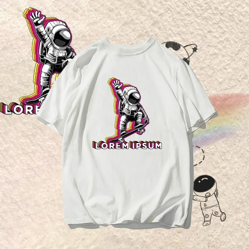 European and American Trendy Brand Sports Pure Cotton T-shirt, Aviation Freedom Astronaut Instagram Short-sleeved T-shirt