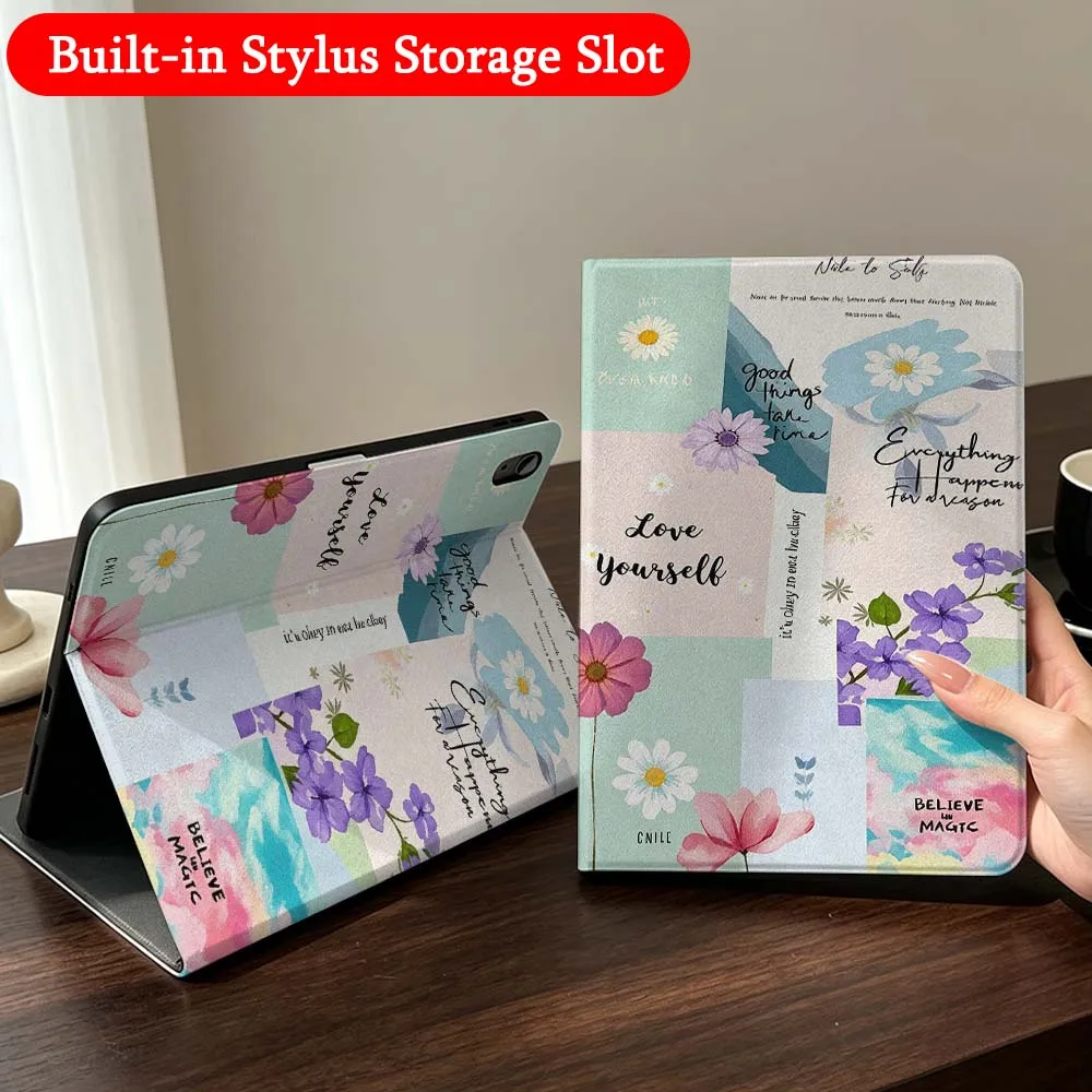 Creative Stripe Skull For iPad Mini Pro Air 5 6 7 8 9 11 9.7 7.9 10.9 13 12.9 inch Folding Automatic Sleep/Make Tablet Case