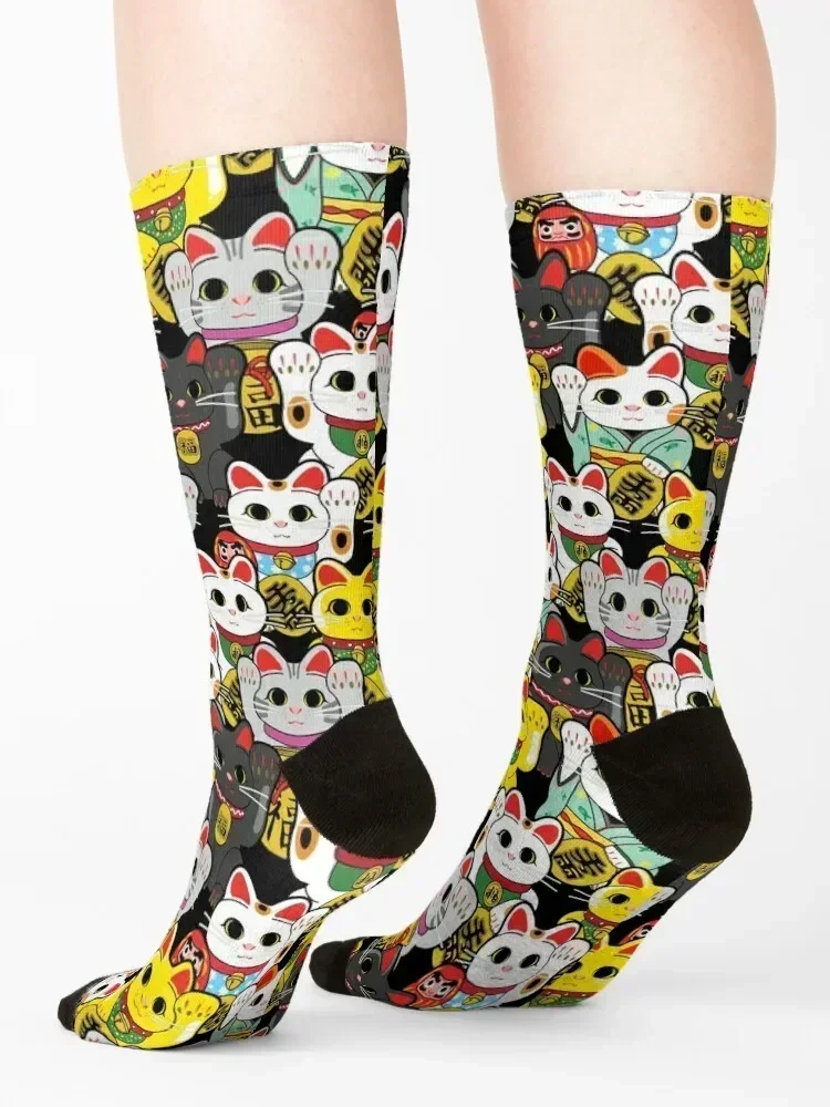 Lucky Cat / Maneki Neko chaussettes hiphop bas chaussettes pour filles hommes