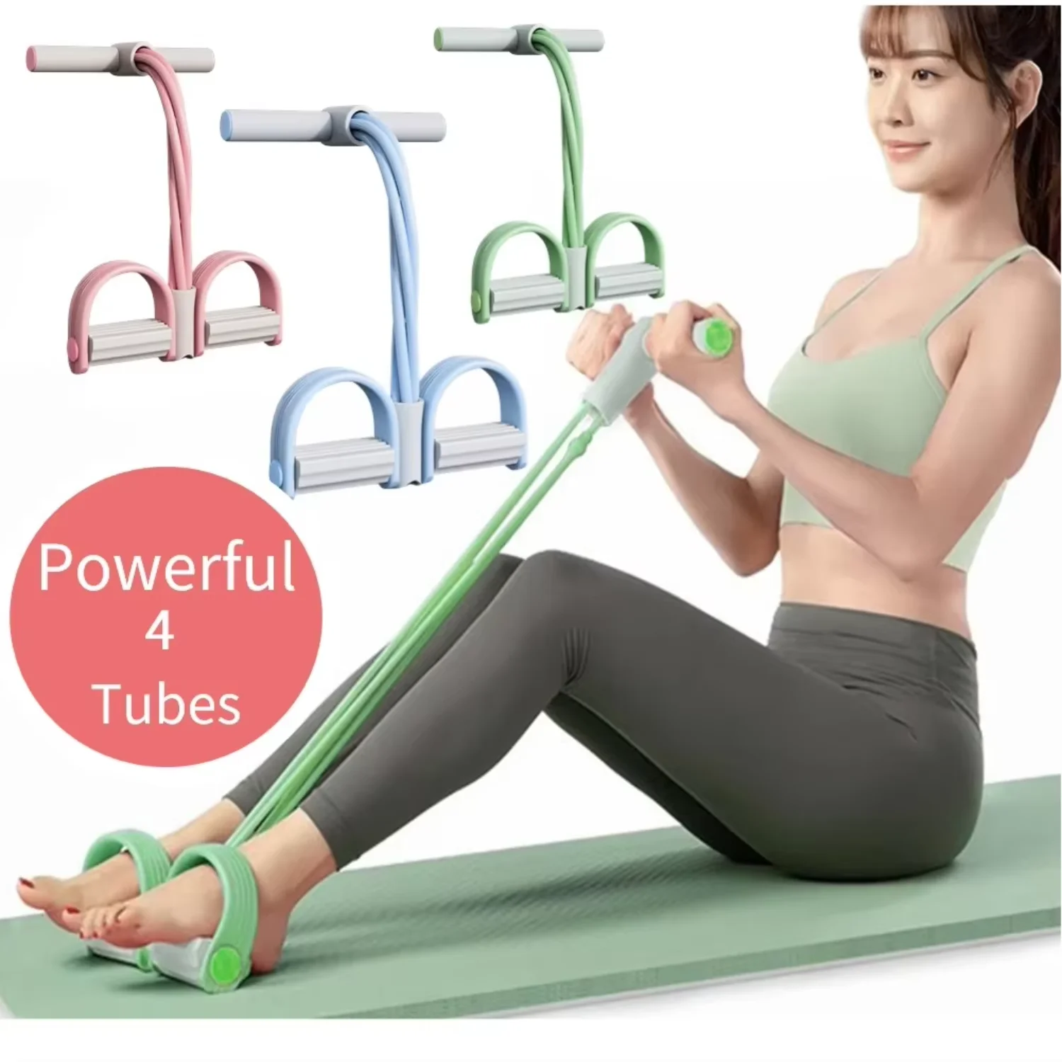 4 Tube Fitness Gum Resistance Bands Latex Pedal Exerciser Sit- Pull Rope Expander Elastic Bands Yoga equipment Pilates Workout