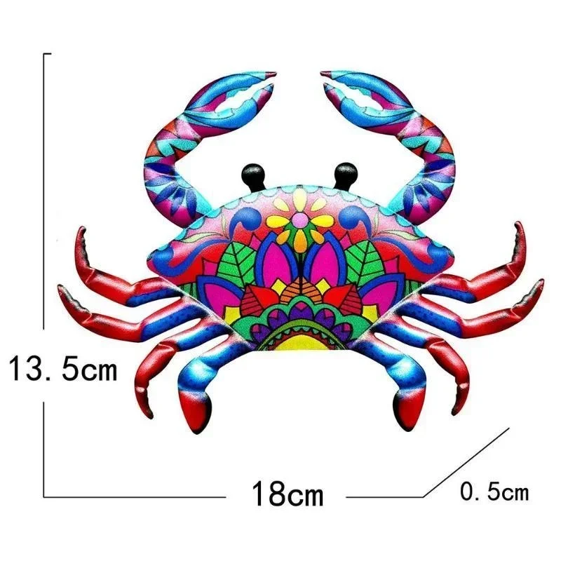 Crafts Iron Art Artwork Statue Sculpture Metal Crab Wall Art Hanging Ornament Garden Decoration  Home Decoration Indoor Outdoor