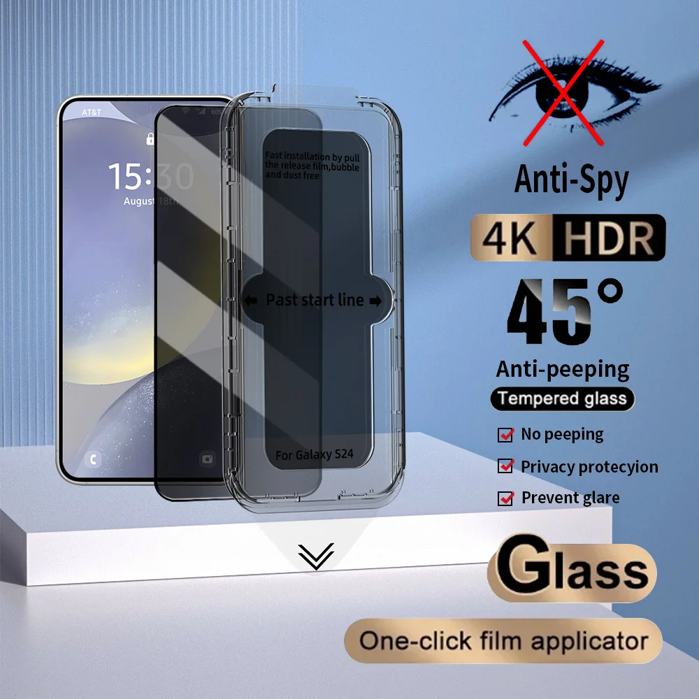 2pcs 9H Dust-proof Fast Install Tool Kit HD Tempered Glass Screen Protector For Samsung S24 S24+ S24 Ultra Plus