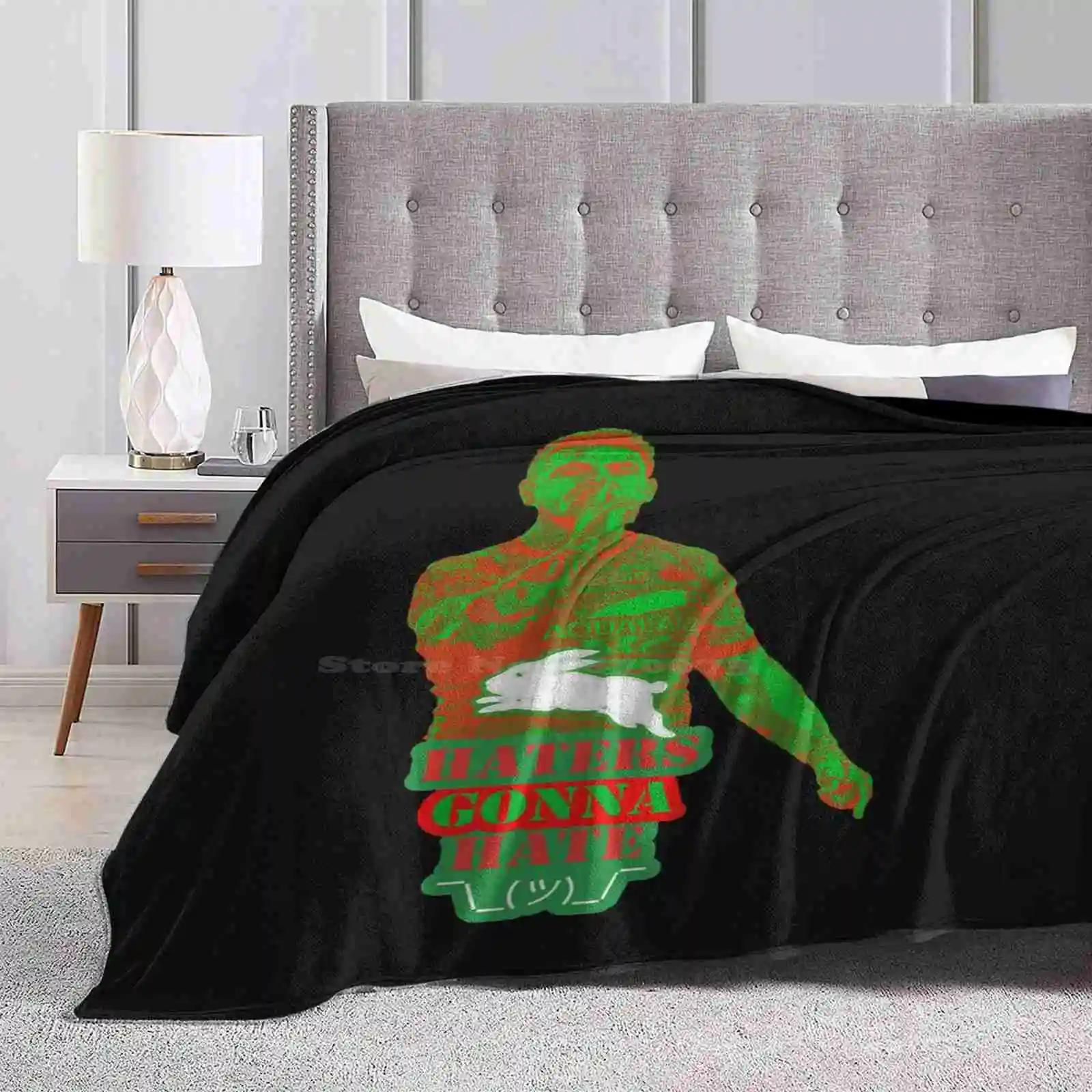 South Sydney Rabbitohs - Latrell Mitchell - _Haters Gonna Hate_ Best Selling Room Household Flannel Blanket Fight For The