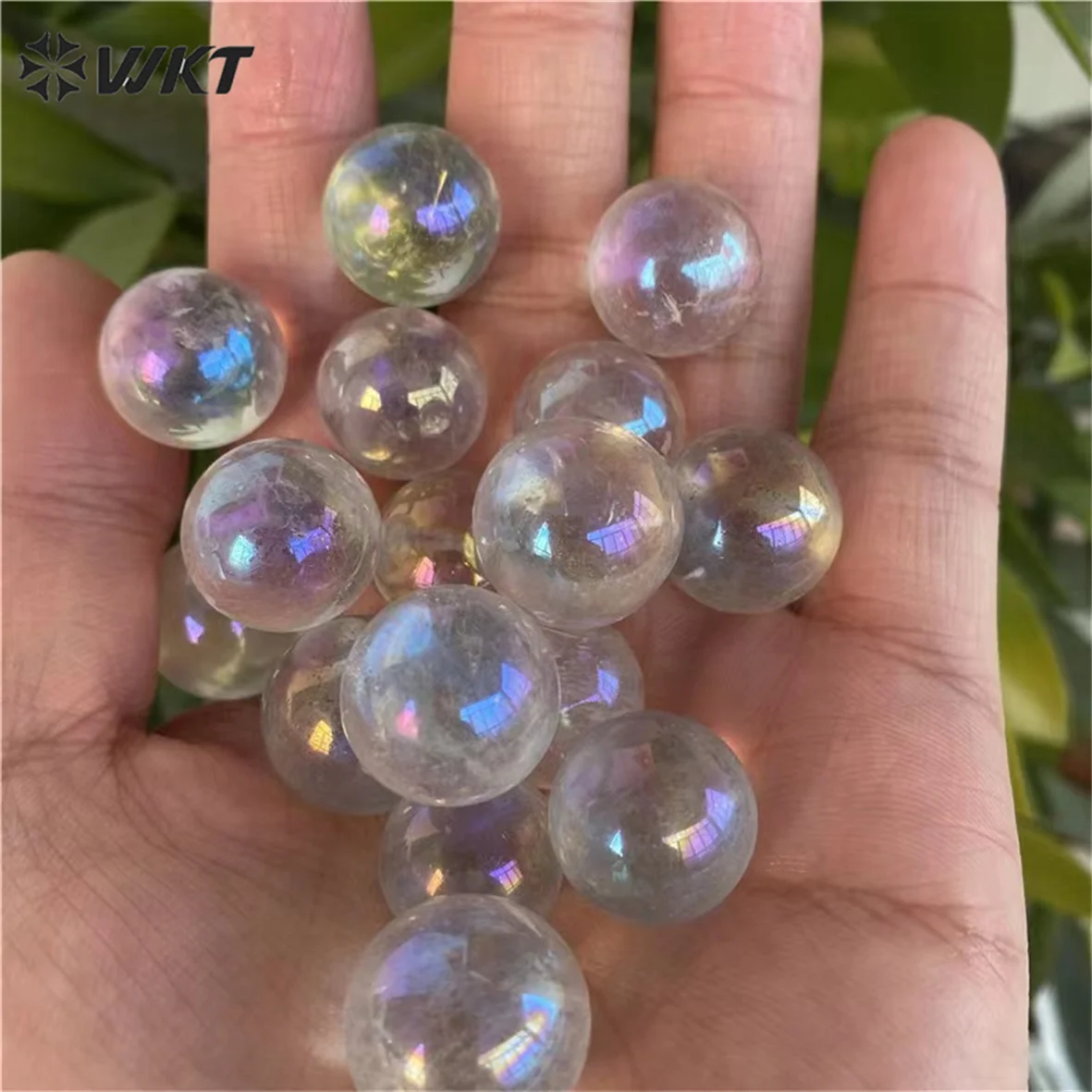 

WT-G315 Wholesale Crystal Ball Natural White Crystal with Rainbow Titanium Ball Seven Star Array Ornament Home Decoration Craft