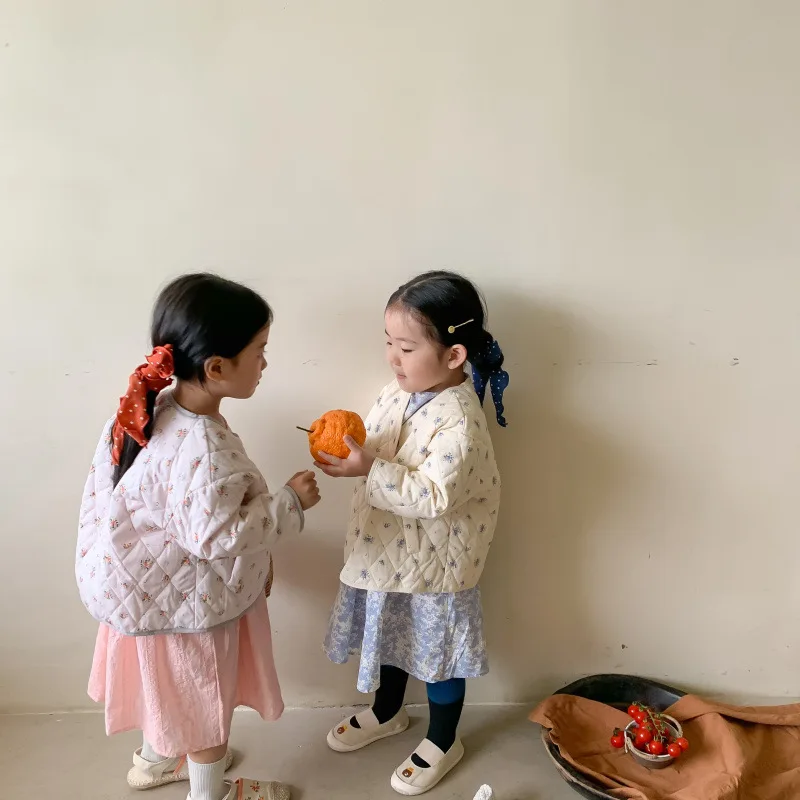 

Amu Monkey Girls' Autumn and Winter New Cotton Padded Jacket Top Baby Girl Warm Cotton Coat Cotton Clothing