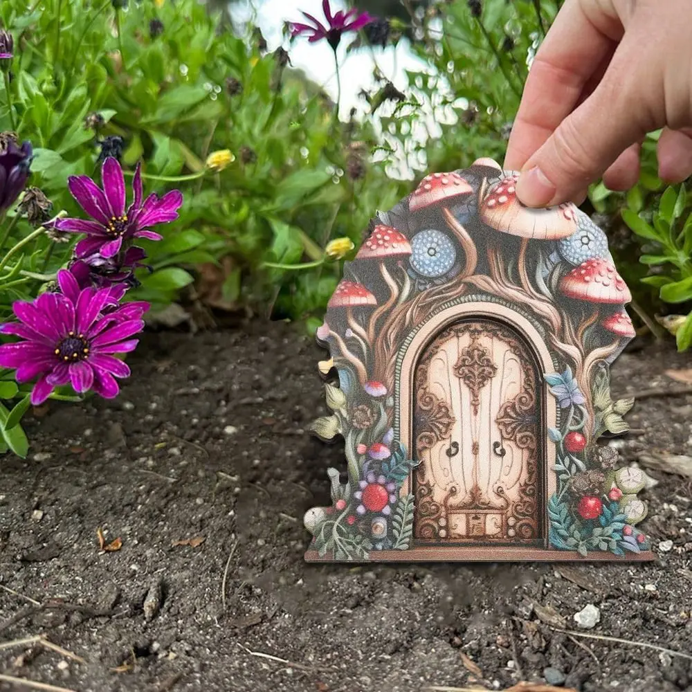 Micro paesaggio fata gnomo porta figurine artigianato in legno finestre porta in miniatura fatti a mano fata giardini porte decorazione del giardino