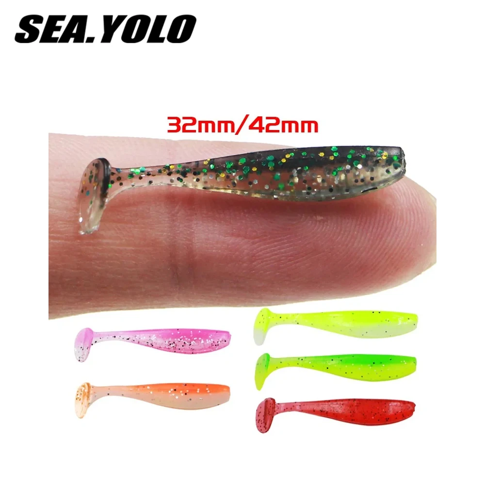 Sea.Yolo 10PCS Mini T-Tail Soft Fishing Lure 0.33g/0.73g Small Fish Silicone Swimbait Wobbler For Pike Bass Shad Fishing Tackle