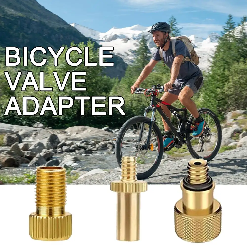 Valve Adapter Set 3pcs Bicycle Car Valve Adapter Kit Set For Air Compressor Bike Floor Pump Bicycle Accessories Gold K0I2